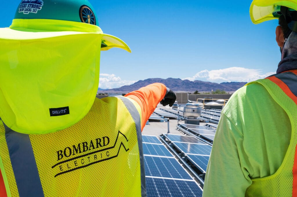 Employees at a solar project