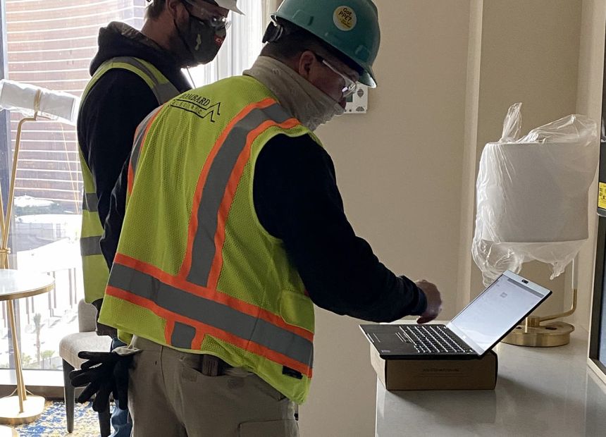 Two guys on a construction site